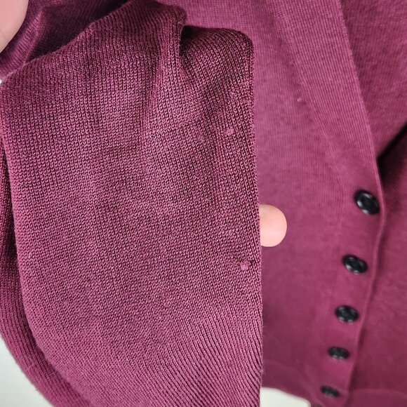 *Flawed* Banana Republic Factory 100% Merino Wool Burgundy Button Up Cardigan PL - Picture 8 of 9